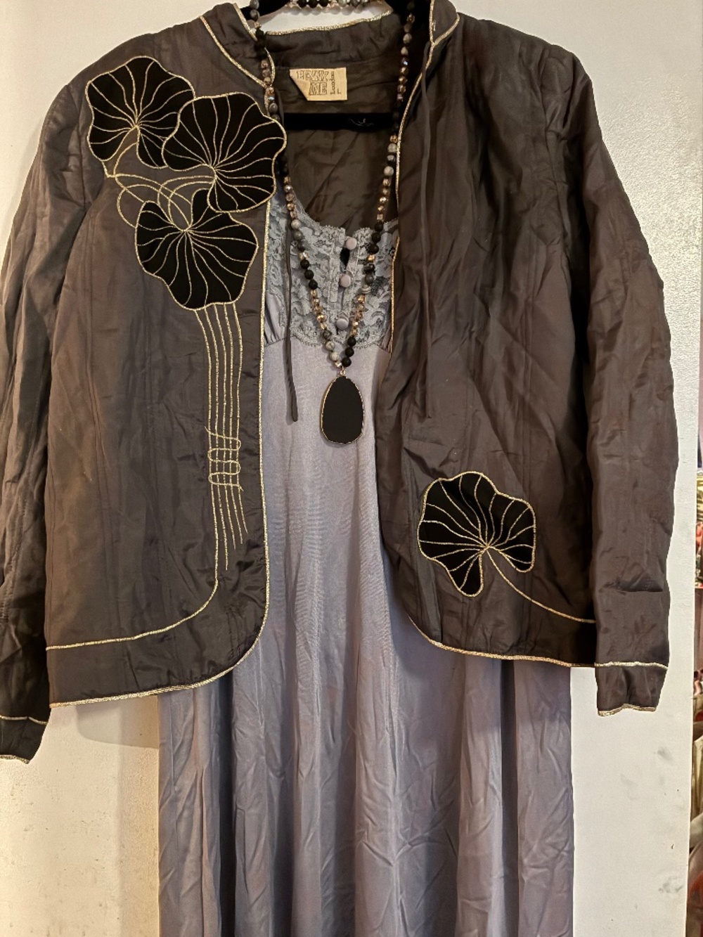 Vintage Silk Jacket Art Deco Theme Penny Lane Brand M